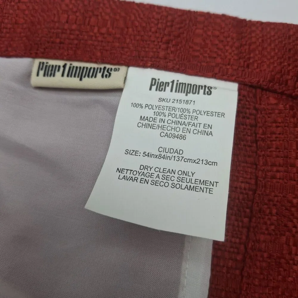 VTG Pier 1 Imports Ciudad Curtain Panel (2) Red 54x84 Woven Faux Suede Grommet